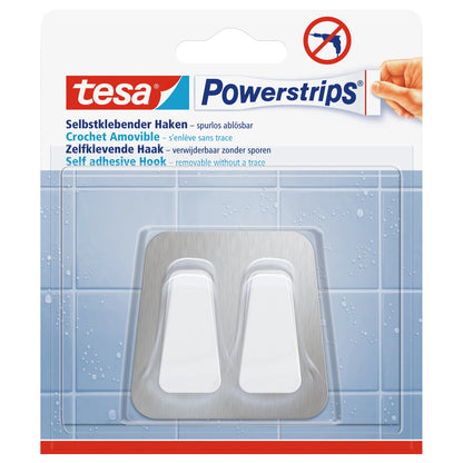 tesa Powerstrips Doppelhaken Waterproof Metall-Kunststoff, weiß