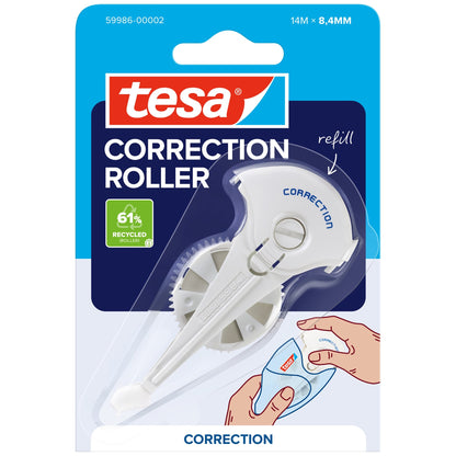 tesa CORRECTION ROLLER, valkoinen, blisterpakkauksessa, täyttöpakkaus, 14 m x 8,4 mm