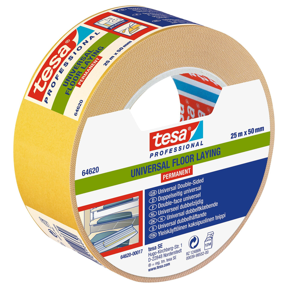 tesa Professional 64620 Verlegband Universal, weiß 25 m x 50 mm