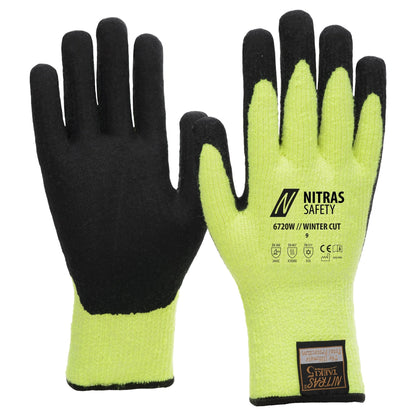 NITRAS TAEKI WINTER CUT, viiltosuojakäsineet, neonkeltainen/musta