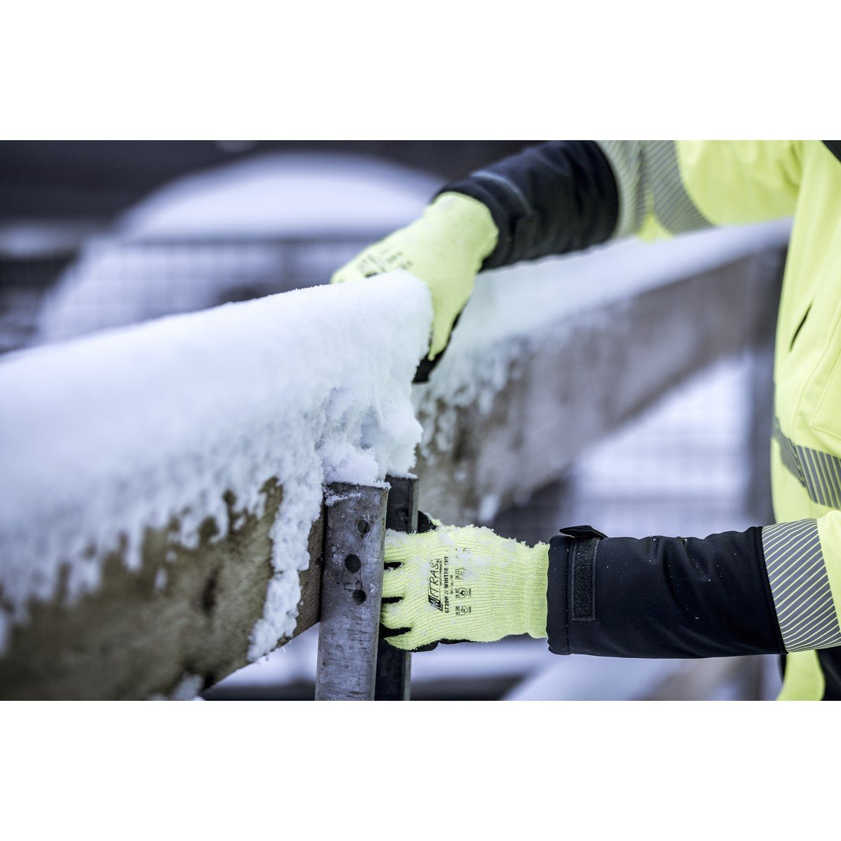 NITRAS TAEKI WINTER CUT, viiltosuojakäsineet, neonkeltainen/musta
