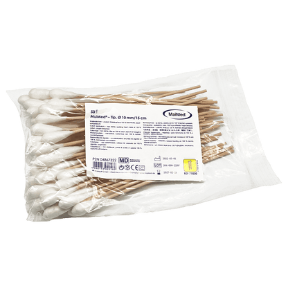 MaiMed - Kärki ei-steriili vanupuikko, 15 cm pitkä, puutikku | Pakkaus (100 kpl)