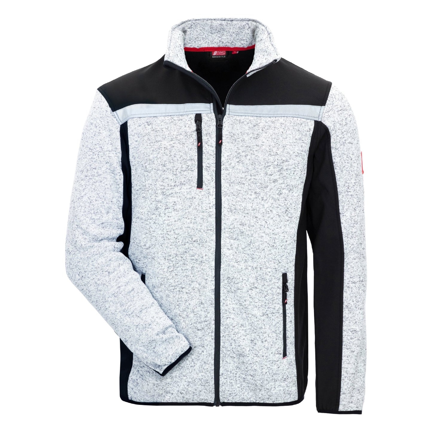 NITRAS MOTION TEX PLUS, neulottu softshell-takki, vaaleanharmaa/musta