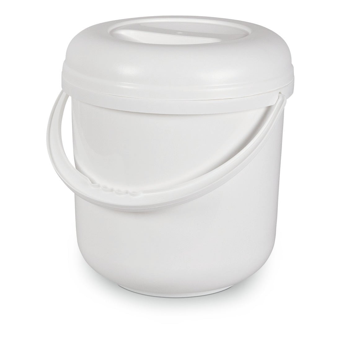 Nölle Profi Brush -kansisanko, 10 litraa valkoista muovia kannella ja kahvalla, ihanteellinen maalaustöihin, kuvattu valkoisella taustalla.