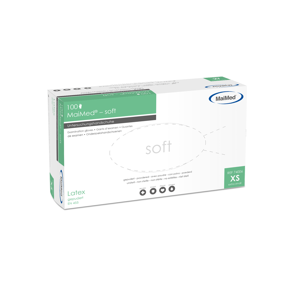 MaiMed-soft latex tutkimushanskat, ei-steriilit, puuteri, 100 kpl/laatikko