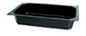 Die Duni GmbH PP Schale 1/4 GN Schwarz ist ein schwarzes Speisetablett mit gerippten Seiten und einem flachen Rand, perfekt für die Buffetpräsentation in der Gastronomie, abgebildet auf weißem Hintergrund.