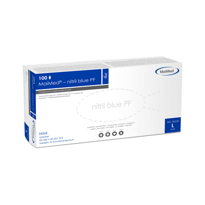 MaiMed-nitriilinsininen PF Blue, ei-steriili, jauhe. Lateksittomat käsineet 100 kpl/laatikko