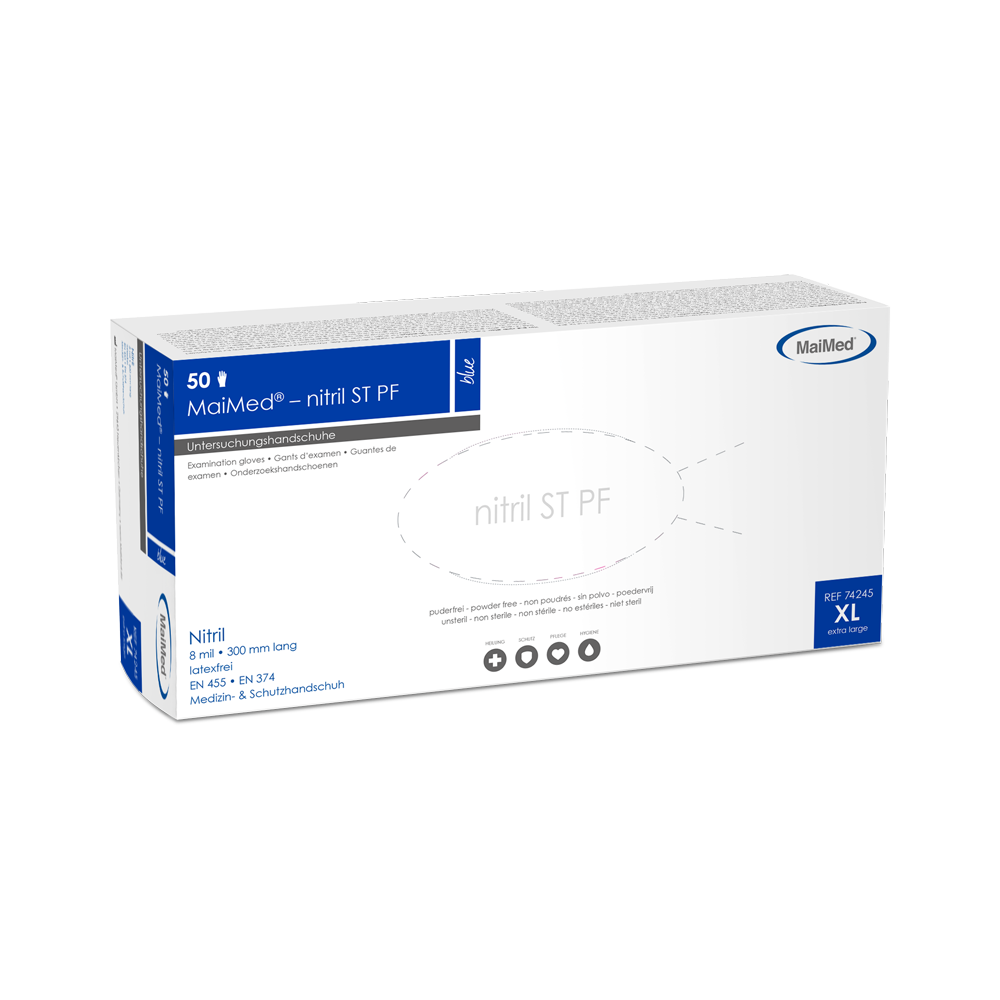 MaiMed-nitriilinsininen, ei-steriilit suojakäsineet, puuteriton, paksuus 8mil 50 kpl/laatikko