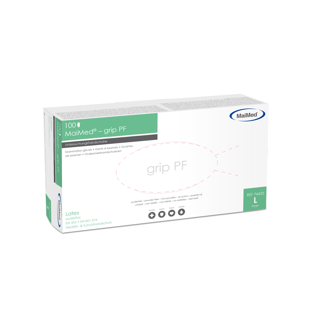 MaiMed-grip PF, ei-steriilit, puuterittomat lateksitutkintakäsineet
