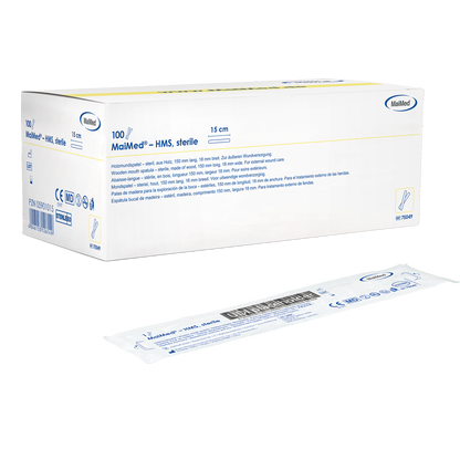 MaiMed - HMS steriili puinen suutin, 15cm pitkä, 100x1 kpl. steriili pakattu | Laatikko (100 kpl)