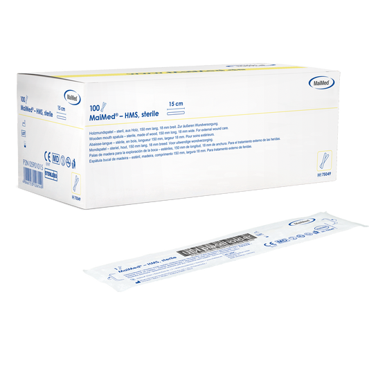 MaiMed - HMS steriili puinen suutin, 15cm pitkä, 100x1 kpl. steriili pakattu | Laatikko (100 kpl)
