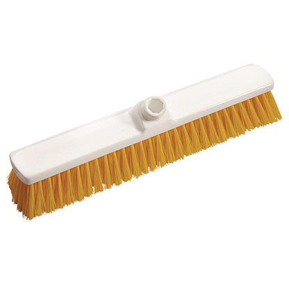 Hofbesen 400x60x50 mm, keskikova, Diversey Deutschland GmbH & Co. OHG:lla on tiheästi pakatut keltaiset harjakset ja kierreaukko varren kiinnittämistä varten – täydellinen ulkokäyttöön, kuvattuna yksinkertaisella valkoisella taustalla.