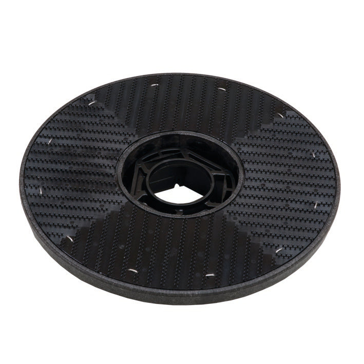 Musta, pyöreä ohjauslevy Harpunengriff (33 cm) Diversey Deutschland GmbH & Co. OHG:ltä swingo 1650:lle on kuvattu valkoisella taustalla; sitä käytetään puhdistus- ja kiillotustyynyjen (1 kpl pakkaus) kanssa.