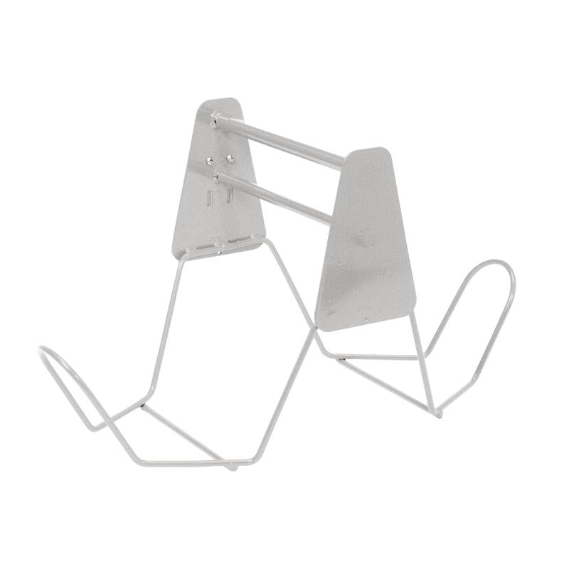 Minimalistinen hopeisesta metallilangasta valmistettu teline, jossa on kulmikkaat varret ja tasainen tausta, täydellinen pitämään Diversey Deutschlandin TASKI-kosteapyyhintä pystyasennossa puhdistuksen aikana, kun sitä käytetään 15 litran ämpäreiden (7517292/7517293) ja puristimen (7517291) kanssa.