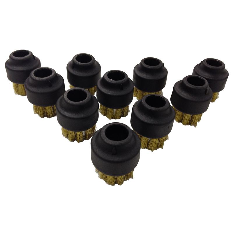 Pronssiharja TASKI SO4:lle (vain höyry) Diversey Deutschland GmbH & Co. OHG:lta, kiinnitettäväksi höyrysuuttimeen, mustalla muoviosalla, kolmionmuotoisesti aseteltu valkoiselle taustalle.