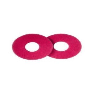 Kaksi punaista, pyöreää Rotes Bodenpad 225 mm -puhdistuslevyä, valmistaja Diversey Deutschland GmbH & Co. OHG, kuvassa vierekkäin – ihanteellisia ammattikäyttöön ja sopivia TASKI swingo 250µicro -laitteeseen. Pakkaus: 5 kappaletta kartonkipakkauksessa (5 pakkausta).