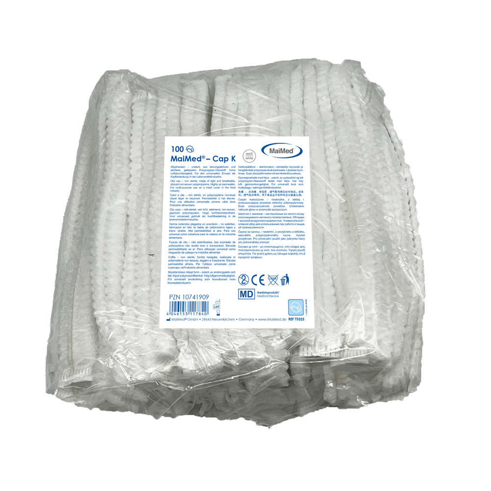 MaiMed-Cap K, klipsikorkki PP:stä, 100 kpl/pussi