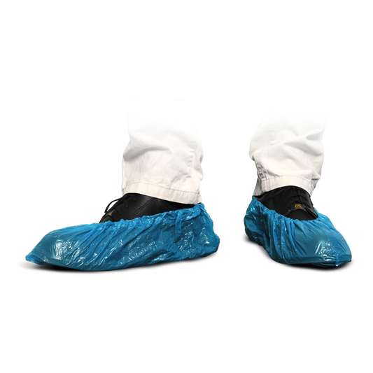 MaiMed-Cover PE-kenkäsuojat Kertakäyttöiset kengänpäälliset PE:stä, sininen, 100 kpl/pakkaus. | Pakkaus (100 kpl)