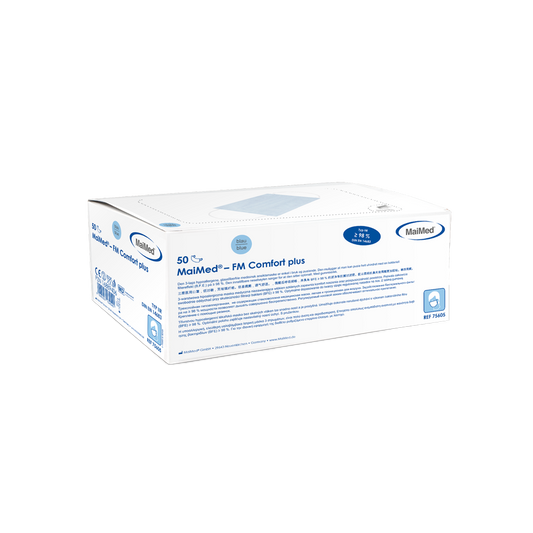 MaiMed-FM C plus., maski, unst. kumisella kirurgisella maskilla, ei-steriili, 3-kerroksinen, sininen, 50 kpl/laatikko | Laatikko (50 kpl)