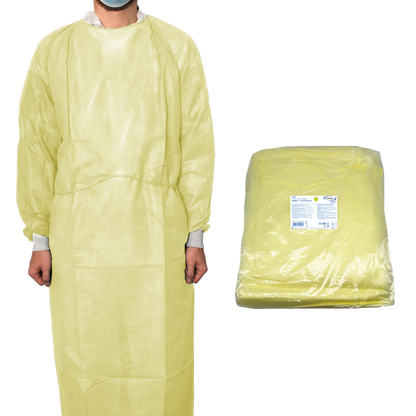 MaiMed-Coat ViruGuard, suojapuku fleeceä, keltaiset BW hihansuut, 140x140cm, 10 kpl/pakkaus Sarja: Protect | Pakkaus (10 kpl)