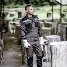 NITRAS SPLIT STAR 1, lehmän haljasnahkakäsineet, luonnonväri / harmaa, EN 388 puuvilla | Paketti (12 paria)