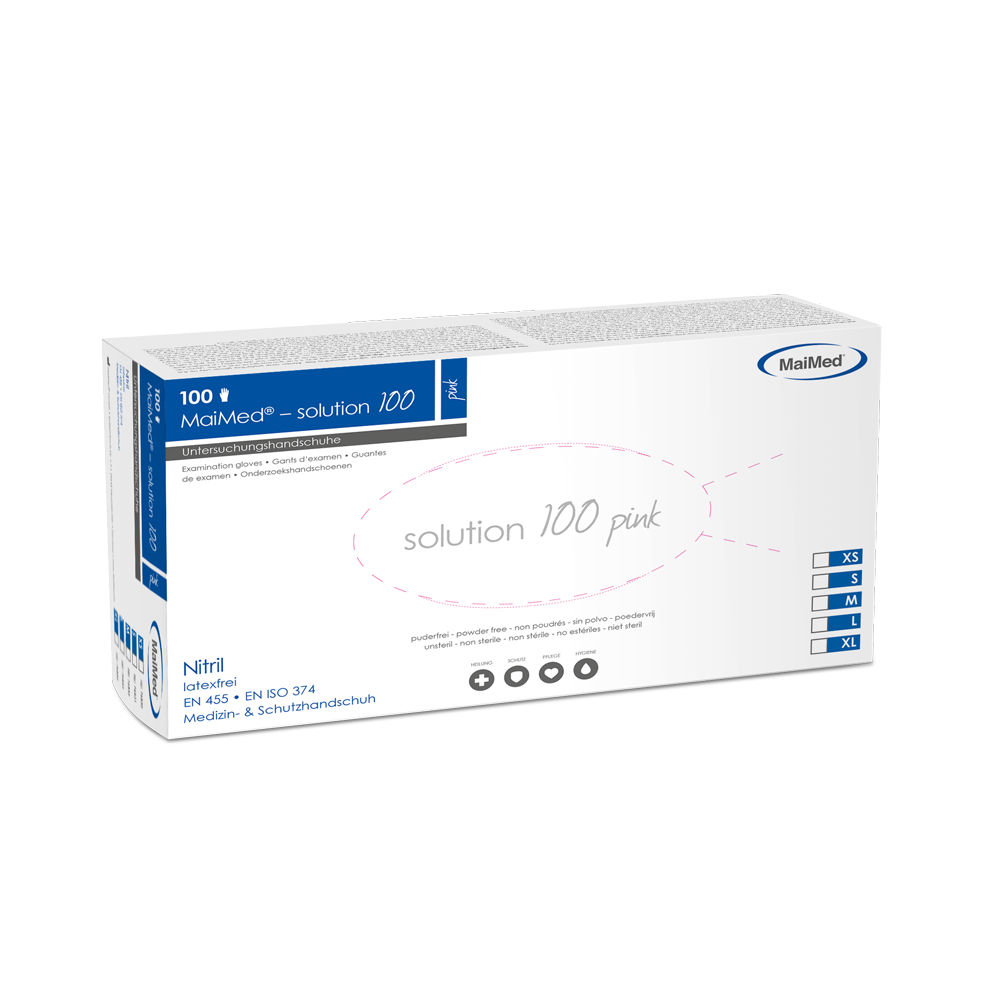 MaiMed-solution 100 pinkki ei-steriili, puuteriton lateksiton käsine, sininen, 100 kpl/laatikko
