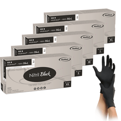 MaiMed-Nitrile Black mustat, ei-steriilit puuterittomat, lateksittomat käsineet 100 kpl/laatikko