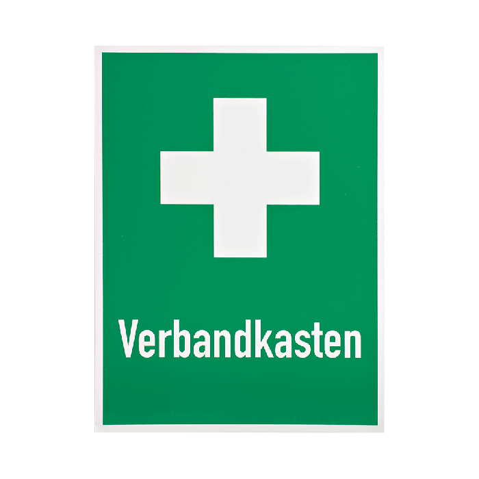 Rettungszeichen 400 x 300 mm Erste-Hilfe-Kreuz - Beschriftung Verbandkasten