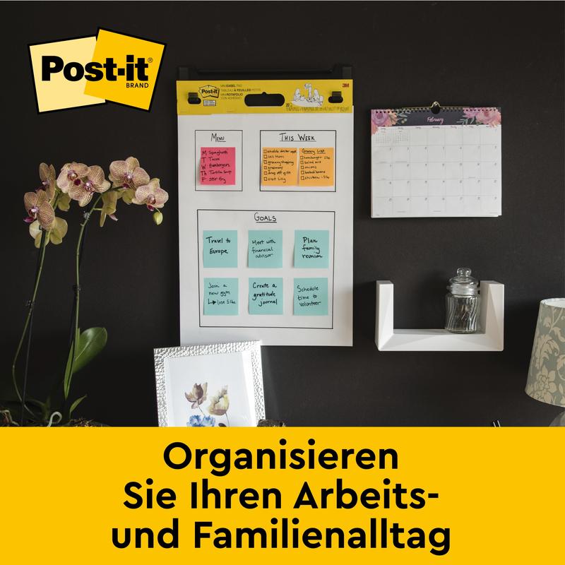 Toimistoseinä, jossa on 3M Deutschland GmbH:n Post-it® Super Sticky itseliimautuva kokoustaulu (58,4 x 50,8 cm), ihanteellinen nopeisiin kokouksiin ja arjen organisointiin. Sisältää 6 lohkoa à 20 arkkia, PEFC-sertifioitu.