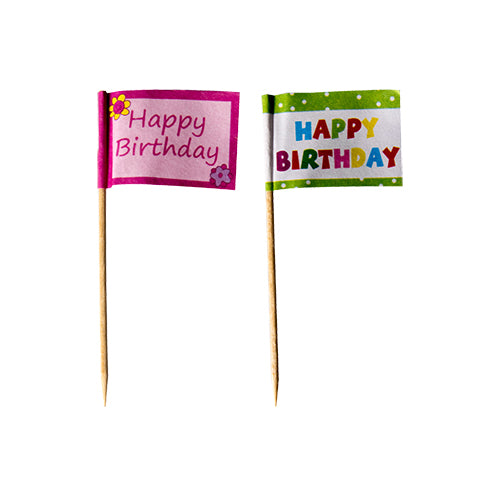 Mit den PAPSTAR GmbH Deko-Picker "Happy Birthday"-Zahnstocherfähnchen (8 cm, 20er-Pack) verleihen Sie Ihren Party-Leckereien einen festlichen Touch - lustige, bunte Dekorationen für jede Geburtstagsparty!.