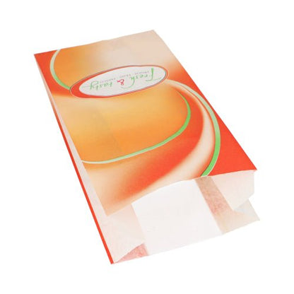 Starpak 1000 näkyvyysikkunapussia (33x16x8,7 cm) valkoisena „Fresh & Tasty“ -designilla makaa litteänä ja avoimena valkoisella taustalla, ihanteellinen elintarvikkeiden säilytykseen. Kutistekalvosta. Pakkaus sisältää 1000 pussia.