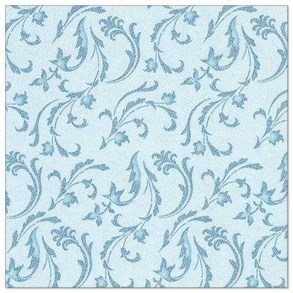 50 lautasliinaa "ROYAL Collection" (1/4-taitto, 40 x 40 cm) PAPSTAR GmbH:ltä turkoosina, joissa on elegantti, tasainen kukka- ja lehtikuvio koristeellista pöytäkoristelua varten.