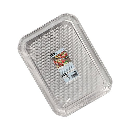 Starpak 5 tarjoilulautaset, alumiini suorakulmainen 35 cm x 26 cm, ovat suorakulmaisia kertakäyttöisiä alumiinikulhoja, hygieenisesti pakattuina kutistekalvoon keskitetyn ruokakuvamerkin kanssa, täydellisiä ammattimaiseen ravintola-alaan. (5 kappaletta).