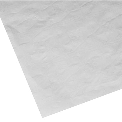 Lähikuva yksittäisestä, hieman rypistyneestä PAPSTAR paperipöytäliinasta damastikuvioinnilla suorakaiteen muotoinen (70x60 cm, valkoinen, 250 arkkia) PAPSTAR GmbH:lta - täydellinen eleganttiin pöytäkoristeluun.