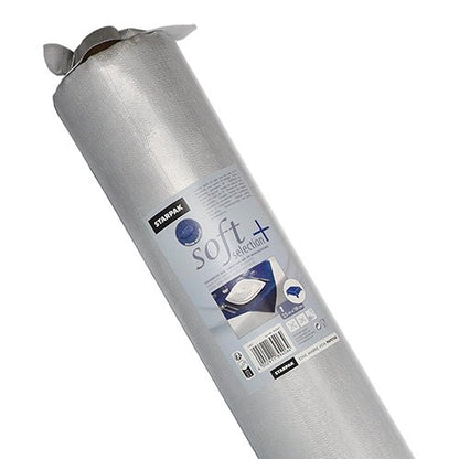 Rulla Starpak pöytäliinaa, kangasmainen, Vlies "soft selection plus" on kuvattu pystyssä pakkauksessa, jossa on tuotetietoja ja pöytäkuva - ihanteellinen pitkäikäiseksi, monipuoliseksi pöytäliinaksi tai Vliesiksi.