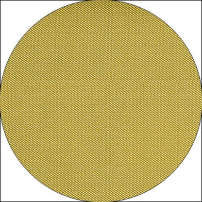 Lähikuva Starpak pöytäliinasta, kangasmainen, Vlies "soft selection plus" näyttää kehämuotoisen keltaisen kankaan tahran, jossa on diagonaalisesti kudottu rakenne. Kangas näyttää sileältä ja tiheästi kudotulta valkoista taustaa vasten.