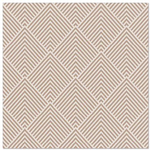 Neliönmuotoinen matto, jossa on toistuva geometrinen vinoneliökuvio beigessä ja kermassa, inspiroituna PAPSTAR 50 lautasliinasta "ROYAL Collection" 1/4-koko 40 x 40 cm ruskea PAPSTAR GmbH:ltä.