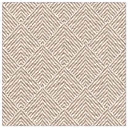 Neliönmuotoinen matto, jossa on toistuva geometrinen vinoneliökuvio beigessä ja kermassa, inspiroituna PAPSTAR 50 lautasliinasta "ROYAL Collection" 1/4-koko 40 x 40 cm ruskea PAPSTAR GmbH:ltä.