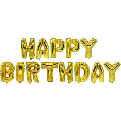 Folioilmapallosetti "Happy Birthday" PAPSTAR GmbH:ltä näyttää viestin kultafoliossa kahdessa rivissä – ihanteellinen jokaiseen syntymäpäiväjuhlaan.