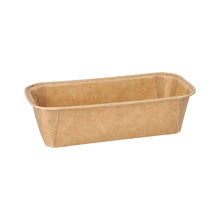 Die PAPSTAR 25 Backformen „pure“ eckig braun von PAPSTAR GmbH sind rechteckige, umweltfreundliche Einweg-Backformen aus braunem Papier mit abgerundeten Ecken – ideal für den praktischen Einsatz, präsentiert vor weißem Hintergrund.