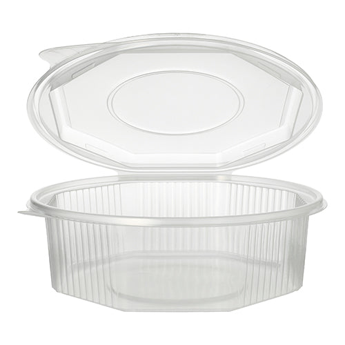 Läpinäkyvä, 8-kulmainen Starpak-pakkauskuppi (1,5 l, 5,9 x 18 x 18 cm) läppäkannella voidaan avata ja paljastaa tyhjän sisällön. PP-astia on pystysuorilla sivuripoilla ja sileällä, tasaisella pohjalla. Saatavana 25 kappaleen pakkauksena kalvolla.