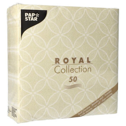 PAPSTAR 50 "ROYAL Collection" lautasliinaa 1/4-taitettuina 40 x 40 cm samppanja PAPSTAR GmbH:lta tuovat tyylikkään ilmeen pöydällesi hienostuneella muotoilullaan ja kätevällä 50 kappaleen pakkauksellaan.
