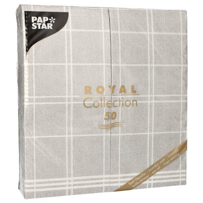 Nämä PAPSTAR 50 lautasliinaa "ROYAL Collection" 1/6-taitto 48x33 cm "Kitchen Craft" PAPSTAR GmbH:ltä harmaa-valkoisella ruudullisella designilla ovat ihanteellisia elegantisti katettuihin pöytiin. Jokainen pakkaus sisältää 50 lautasliinaa.