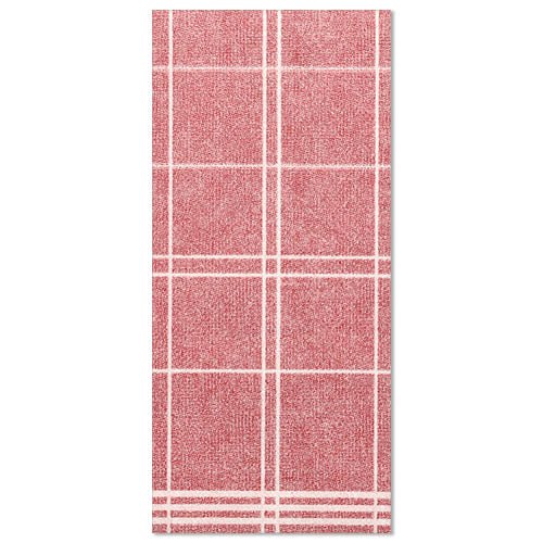 Kitchen Craft lautasliina "ROYAL Collection" (48x33 cm, 1/6 taitto) PAPSTAR GmbH:ltä esittelee punavalkoisen ruudukon rinnakkaisilla viivoilla – ihanteellinen tyylikkääseen pöytäkoristeluun – tasaisesti valkoisella pohjalla.