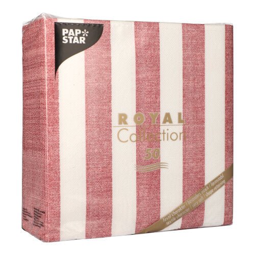 50 kappaleen pakkaus PAPSTAR "ROYAL Collection" -servietit, viininpunaiset, 1/4-taitokset, 40 x 40 cm, valmistaja PAPSTAR GmbH.