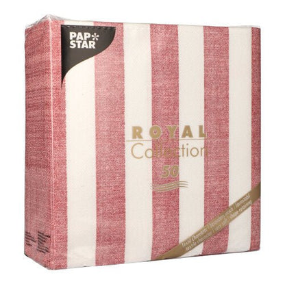 50 kappaleen pakkaus PAPSTAR "ROYAL Collection" -servietit, viininpunaiset, 1/4-taitokset, 40 x 40 cm, valmistaja PAPSTAR GmbH.