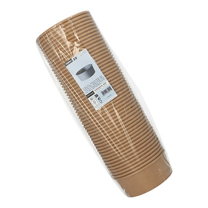 Pakkaus sisältää 50 Starpak salaattikulhoa, pyöreitä, ruskeita paperikulhoja, joissa on PE-pinnoite, läpinäkyvässä muovikääreessä, jossa on valkoinen info-etiketti – täydellinen ympäristöystävälliseen pakkaukseen. Merkki: Starpak.