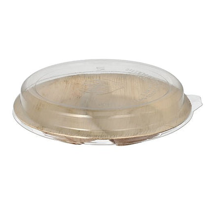 Starpak 10 lautasen palmunlehtipakkaus 2-osainen 300 ml Ø 23 cm · 5,3 cm rPET-kannella „Yhdistelmäpakkaus“ koostuu ympäristöystävällisistä, jaetuista lautasista, joissa on läpinäkyvät kannet, jotka sopivat turvallisesti yhteen ja on kuvattu valkoisella taustalla.