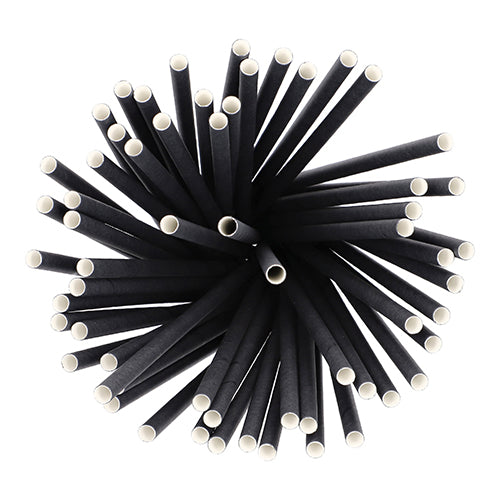 Ylhäältä katsottuna PAPSTAR 500 Shake-pilliä paperia Ø 8 mm · 25 cm PAPSTAR GmbH:ltä, säteittäisesti järjestettynä valkoiset päät ulospäin; Nämä ympäristöystävälliset, biohajoavat paperipillit ovat ympäristöystävällisiä paperipillejä.