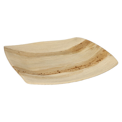 PAPSTAR 25 Palmulehtilautanen "pure" luonnollinen "QUADRATO" PAPSTAR GmbH:lta on neliönmuotoinen, litteä, ympäristöystävällinen kertakäyttölautanen pyöristetyillä reunoilla, sileillä pinnoilla, näkyvillä syyrakenteilla ja luonnollisilla tummemmilla raidoilla.